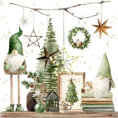 Image de Lot de 20 serviettes en papier avec motif lutin Décoration table Idéales également pour le découpage et la technique des 33 x cm