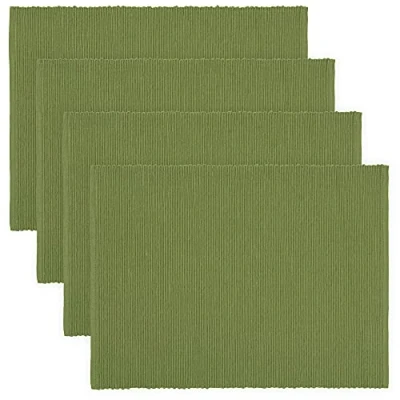 Image de LINUM UNI Set de Table Lot 4 35x46 cm, Coton Côtelé, Lavable en Machine, Vert Mousse