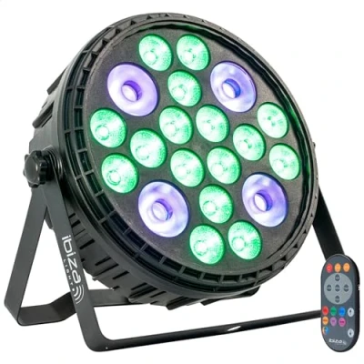 Image de Ibiza BIGPAR 16RGBW4UV Projecteur PAR XXL 16 LEDs RGBW Multicolore + 4 LED UV lumière noire 12 canaux DMX Effet strobo et dimmer Télécommande Soirée, fête, scène, spectacle, événement