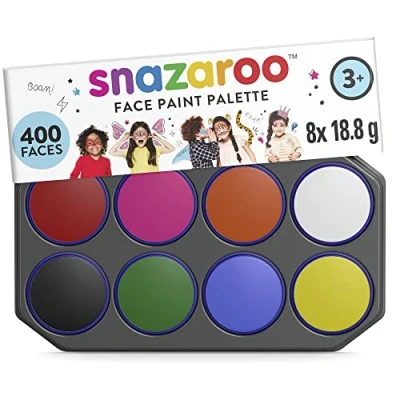 Image de Snazaroo Palette de Maquillage JUMBO, Peinture pour le Visage, 8 Couleurs, Assorties, à Base d&#039;eau, Facile Appliquer et Enlever, hypoallergénique
