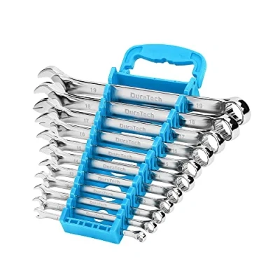 Image de DURATECH Jeu de Clés Mixtes, à fourches polygonales Acier au Chrome Vanadium, 11 pièces 8 19mm Métrique avec Support Rangement