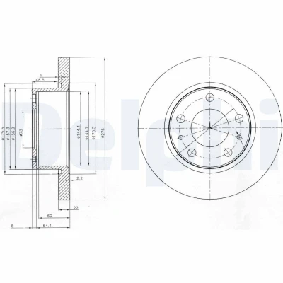 Image de DELPHI BG3752 Disque de frein 276 22 5 plein huilé non traité sans roulement roue, bague ABS IVECO: DAILY 2 Kasten/Kombi, 3 Kasten/Kombi