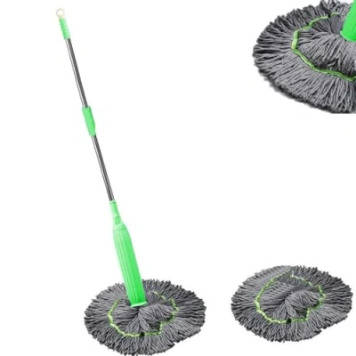 Image de VIUXL 2 in 1 Dehydrated Mop, Self Wringing Twist Mops, Floor Spin Mop System with Wringer Set, 360 Degree Round Wall Cleaning for House Bathroom (Mop+Replacement Head)