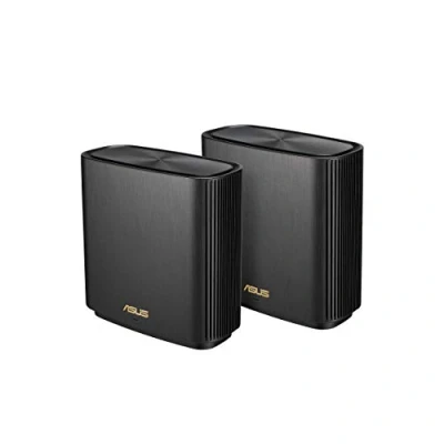 Image de ASUS ZenWiFi XT8 Noir Pack de 2 Système Wi FI 6 AX Mesh, Tri Bande, 6600 Mbit/s, 500m2, AiProtection avec TrendMicro à vie, Port WAN/LAN 2,5 Gigabit + 3 Ports LAN Gigabit, AiMesh