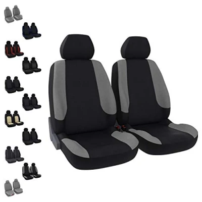 Image de DBS Housses de sièges Voiture/Auto 2 Avant Noir + Gris Avant/Arrière Universelles Anti dérapant Lavable