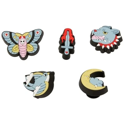 Image de Crocs Lot de 5 Tatouages, Breloques Chaussure Mixte, Tatoué rétro, Taille Unique