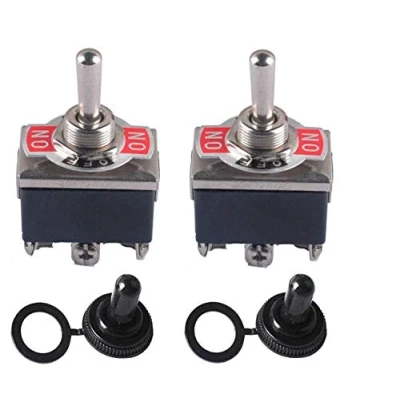Image de Interrupteur Commutateur A Levier DPDT ON OFF 3 Positions 6 Broches 15 250 VAC / 20 125 avec Couvercle de Démarrage Imperméable par Poweka (2 Jeux)