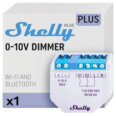 Image de Shelly Plus 0 10V Dimmer Module Variateur de lumière connecté, Wi Fi &amp; Bluetooth, d&#039;intensité sans fil, Compatible avec Alexa Google Home, app iOS Android