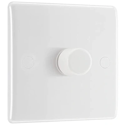 Image de BG Electrical 881 Variateur d&#039;intensité intelligent à paroi unique 2 voies Bord rond Nexus 800 Series Blanc moulé 200 W