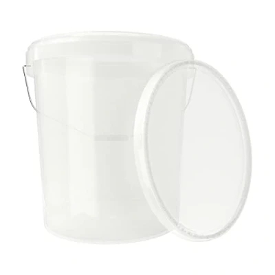 Image de FixedByU seau avec couvercle 16 litres naturel Convient à un usage alimentaire, hermétique et stable, vide poignée pour aliments, chimie, mur, peinture, poudre laver, colles