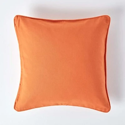 Image de HOMESCAPES Housse de Coussin Uni Terracotta en 100% Coton, 45x45 cm