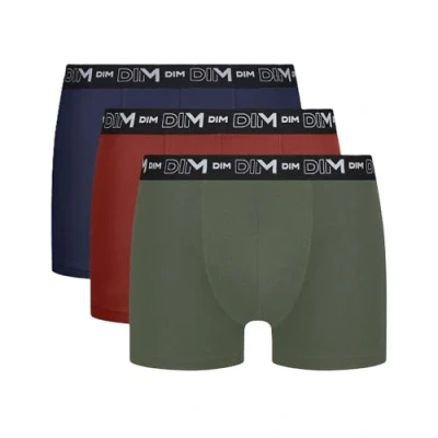 Image de DIM Coton Stretch Respirant Maintien Optimal x3 Caleçon Boxeur, Vert/Bleu/Rouge, XL (Lot de 3) Homme