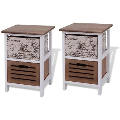 Image de vidaXL 2X Tables de Chevet en Bois Rangement Chambre à Coucher Table Nuit