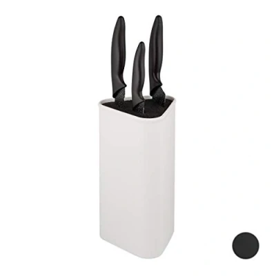 Image de Relaxdays Rangement Couteaux, avec Insert en tiges Plastiques, Non Garni, H x L P 22,5 13,5 12,5 cm, Blanc