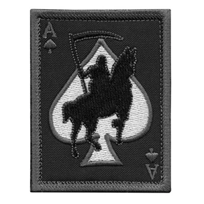 Image de ACU Subdued Ace of Spades Grim Reaper Death Card Morale Tactical Skull Skeleton Fastener Patch