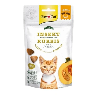 Image de GimCat Crunchy Snacks Insecte à la Citrouille Friandise pour Chat croustillante et Riche en protéines 1 Sachet (1 x 50 g)
