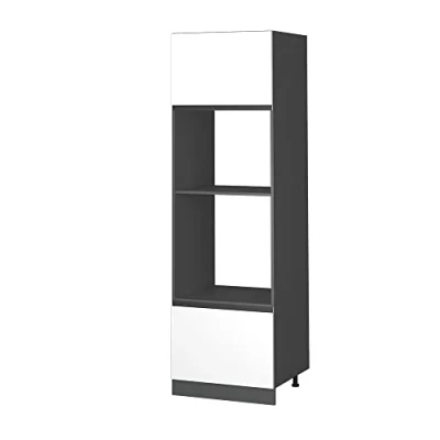 Image de Vicco Armoire Micro Ondes R Line, Blanc/Anthracite, 60 cm J Shape