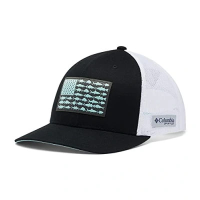 Image de Columbia PFG Mesh Snap Back Fish Flag Ball Cap Bonnet en Maille, Noir/Blanc, Taille Unique Mixte