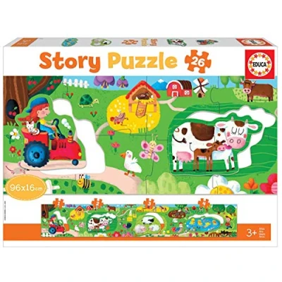 Image de Educa Didacta Story Puzzle La Ferme. Panoramique Enfant. 26 pièces. Recommandé à partir de 3 Ans (18900)