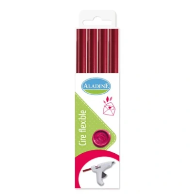 Image de Aladine Pack de 4 Bâtons Cire Flexible pour Cacheter les plus beaux courriers votre vie Réalisation Sceaux Faire Part Mariage, Baptême, Naissance Couleur Pourpre