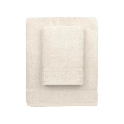Image de zer0bed, Serviettes de Bain crème Ivoire, Set 2 Bain, Serviette Visage, Bidet, Couleur Unie, 100% Coton, Lot pièces