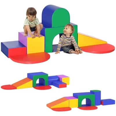 Image de HOMCOM 7 Blocs de Construction en Mousse XXL Jeux éducatif Module motricité certifiés Normes EN71 1 2 3 EPE revêtement PU Multicolore