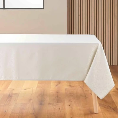 Image de douceur d&#039;intérieur, Nappe Rectangle (140 x 250 cm) Azuline Naturel, Jacquard Enduit