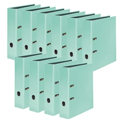 Image de Falken Lot de 10 classeurs à anneaux Couleur pastel fabriqués en Allemagne 8 cm large Format A4 Vert menthe
