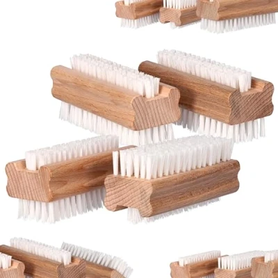 Image de ToolSpace 4x Brosse à ongles en Bois de Hêtre Poils Solides et Forts Nettoyer les laver mains Doigts soin Récurer pour la saleté, Manucure, Pédicure