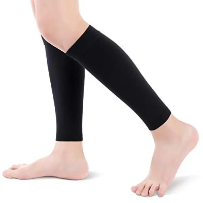 Image de Chaussettes de Compression Mollet, Chaussette Contention sans Pieds pour Hommes et Femmes, 20 30mmHg Manchon Mollet Shin Splint, Veine Variqueuse, Oedème (XL, Black)