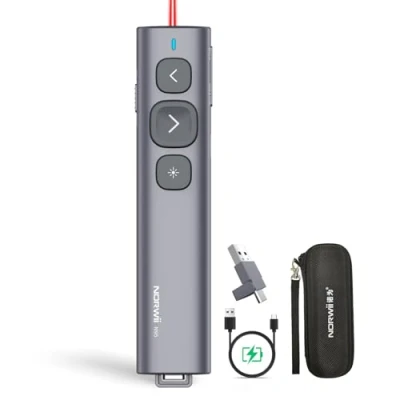Image de Norwii N95 Clicker PowerPoint pour présentation à Distance, pointeur de sans Fil Rechargeable, clic Coulissant iPad/Mac/Ordinateur Portable en Salle Classe, Auditorium,