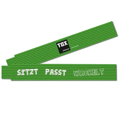 Image de TOX Mètre pliant 2m en vert avec impression Sitzt Passt Wackelt bois de hêtre fonction mesure d&#039;angle et chiffres décimaux colorésI 9969003 1 pièce