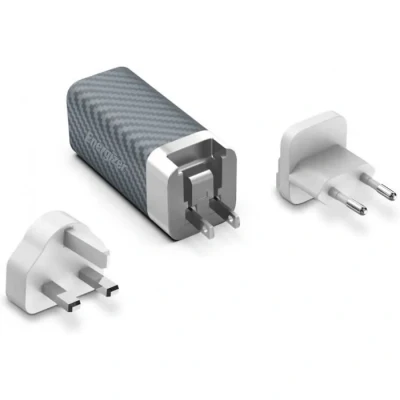 Image de Energizer Chargeur Rapide USB A et C 65W sans Câble 3 Prises Incluses (EU/US/UK) Argent/Gris