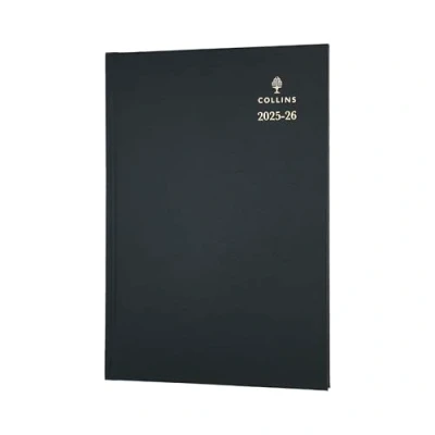 Image de Collins Agenda de rendez vous journalier « Desk » sur 12 mois, août 2025 à 2026, couverture rigide, format A5, noir