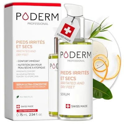 Image de PODERM Sérum pieds TEA TREE Répare et apaise les irritations, démangeaisons, desquamations Post mycose, psoriasis, eczéma Soin des Swiss Made