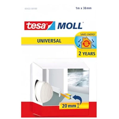 Image de tesa Calfeutrer Bas de porte sol rég mousse PVC blanc 1m x 38mm 20mm