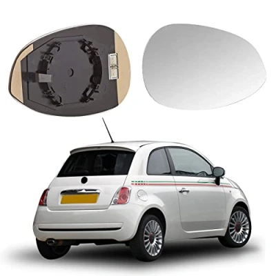 Image de Verre de Rétroviseur Remplacement pour Fiat 500 Hatchback/500 C/Punto Grande Punto/Evo, Extérieur Réglable Adapté, Recul Miroir (Droite)