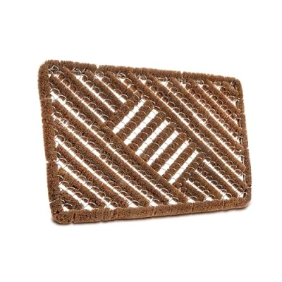 Image de Hanse Home Grid Brushes Paillasson Coco et Caoutchouc 40 x 60 cm antidérapant pour l&#039;intérieur l&#039;extérieur avec brosses en Résistant aux intempéries Naturel