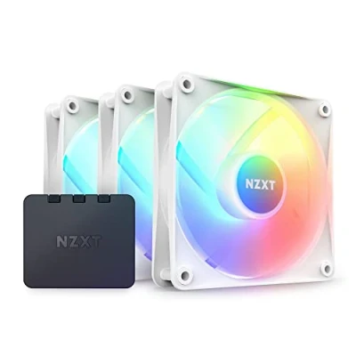 Image de NZXT F120 RGB Core RF C12TF W1 3 ventilateurs de 120 mm montés sur moyeu avec commande Pression statique et circulation d&#039;air élevées Palier hydrodynamique Pack triple Blanc