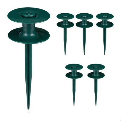 Image de Relaxdays Support pour Le Tuyau d’arrosage, en Lot de 6, Forme Pointue, Plastique, H x L : env. 24 9 cm, Vert