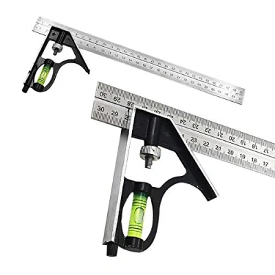 Image de XTVTX Équerre combinée, rapporteur, angle combiné en acier inoxydable, outil de mesure, règle parallèle pour toutes les mesures d&#039;angle menuisier, marquage du bois