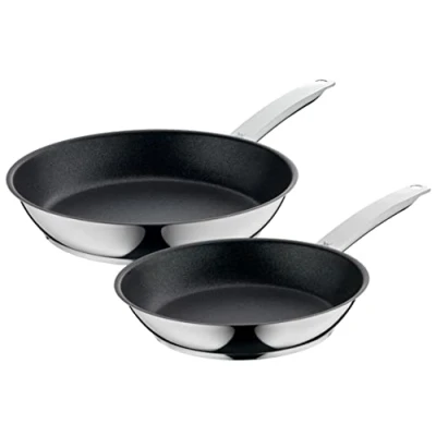 Image de WMF Permadur Advance Lot de 2 poêles à frire 28 + 24 cm en acier inoxydable Cromargan revêtement Passe au four