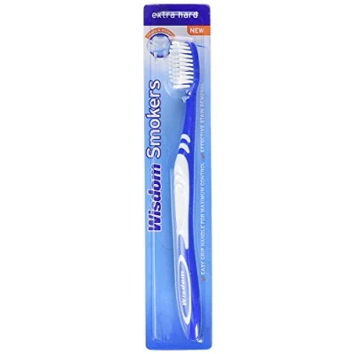 Image de Addis Brosses à dents fumeurs extra dur jaune, rouge, bleu &amp; vert paquet de 12