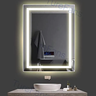Image de Miroir de Salle Bain, LED, Audio Bluetooth, écran LCD (Date, Heure, température), Anti buée, Deux Couleurs Lumineuses (Blanc Froid/Blanc Chaud), 60 * 80cm