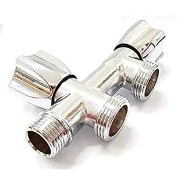 Image de TLDSHOP® Robinet double incliné pour machine à laver/lave vaisselle, raccord de 1/2&quot;