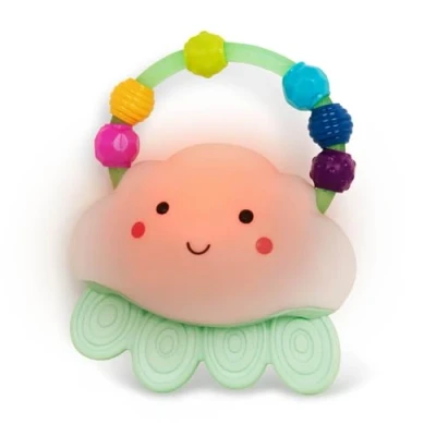 Image de Battat BTOYS France Rain Glow Squeeze Hochet en Forme de Nuage Jouet Qui s’Allume pour bébés 3 Mois et Plus, BX1560Z, Multicolore, 12.1 cm x 5.7 16.5
