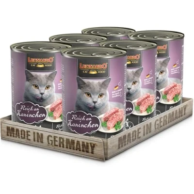 Image de LEONARDO Nourriture Humide [6x400g Riche en Lapin] sans céréales pour Chats complète boîte