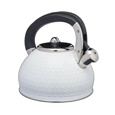 Image de KitchenCraft Bouilloire à Sifflet en Inox pour Induction, Collection Lovello, 23 x 21 cm, 2.5 L Blanc et Noir