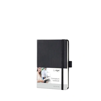 Image de SIGEL CO132 Carnet de notes premium ligné, A6, couverture rigide, noir Conceptum