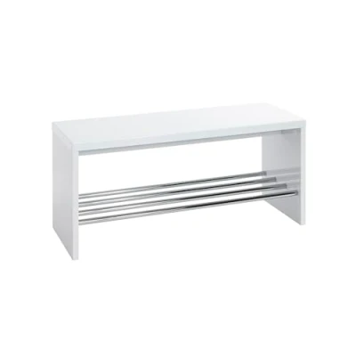 Image de HAKU Möbel Banc chromé, Blanc, MDF, métal Dim.: L 81 cm x H 40 P 30 cm, Style: Modern